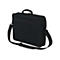 Schwarze Laptoptasche mit Tragegriff und Schultergurt. Auf weißem Hintergrund.