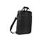 Schwarze Laptoptasche mit Schulterriemen, Reißverschluss und Tragegriff. Auf hellem Hintergrund.