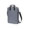 Graue Laptoptasche mit Tragegriff und Schulterriemen. Der Hintergrund ist weiß.