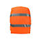Eine orangefarbene Sicherheitsweste mit zwei breiten, grauen reflektierenden Streifen.