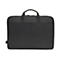 Schwarze Laptoptasche mit Tragegriff. Auf der Vorderseite befindet sich eine flache Tasche.