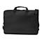 Schwarze Laptoptasche, mit Tragegriffen, Schultergurt und Reißverschluss.