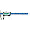 Digital calipers showing 16.34 mm. With a blue stripe, mm scale and logo.
