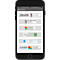 Smartphone screen showing contact data preview. Various names and logos are displayed in light grey boxes.