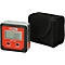 Digitaler Winkelmesser neben schwarzem Etui. Roter Rahmen mit Text, Display zeigt 0.0°. KS TOOLS Logo.