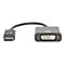 Adaptateur noir avec connecteurs DisplayPort et DVI. L'adaptateur est utilisé pour connecter des écrans.