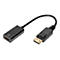 Adaptateur HDMI vers DisplayPort noir, gros plan sur fond blanc.