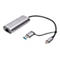 Adaptateur Ethernet gris avec connecteurs USB et USB-C. Inscription : Digitus, 2.5G Base-T.