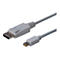 Graues DisplayPort-Kabel mit Stecker und Mini-DisplayPort-Stecker.