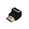 Schwarzer HDMI-Adapter in L-Form, mit goldenen Anschlüssen.