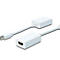 Zwei weiße Adapterkabel, eines mit Mini-DisplayPort, das andere mit HDMI-Anschluss, auf weißem Hintergrund.