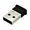 Ein USB-Bluetooth-Adapter. Silberfarbener USB-Stecker mit schwarzem Kopf.