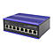 Industrieller 8-Port PoE-Switch mit blauer Oberseite, acht Ports, Schriftzug 'DIGITUS'.