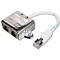 Metallgehäuse mit zwei Anschlüssen, verbunden mit einem weißen Kabel und einem transparenten RJ45-Stecker.