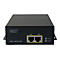 Injecteur PoE noir de Digitus avec connexions LAN et PoE. Cadre jaune autour des connexions, Ã  cÃ´tÃ© de deux voyants de contrÃ´le.