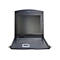 Schwarzes DIGITUS Professional Rackmount-Gerät mit Monitor, Tastatur und Touchpad, vor weißem Hintergrund.