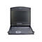 Schwarz KVM-Konsole mit Monitor, Tastatur und Touchpad. Oben steht DIGITUS.