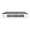Ein 24-Port-Ethernet-Switch in Grau und Schwarz. Auf der Vorderseite befinden sich viele Buchsen und LEDs.