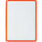 Orange frame enclosing a white sheet of paper. There is a recess at the top.