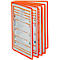 Folder with orange frames containing several documents. Pictograms are visible on the left document.