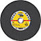 Disque à tronçonner gris avec centre jaune. Inscription : Kronenflex A46N Supra. Autres détails sur la taille et la vitesse.