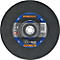 Un disque à tronçonner rond et foncé avec impression bleue. Texte : RHODIUS, FT30 300x3.0. Un trou au centre.