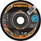 Disque à tronçonner rond et noir avec texte blanc : RHODIUS, XT38, 125x1,0. Label bleu Hydro Protect.