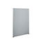 Grey rectangular partition with narrow silver frame, slightly tilted backwards. On a bright background.