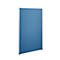 Blue, rectangular partition on a white background. The frame is silver.