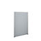 Grey, rectangular partition with silver frame. Standing on a white background.