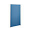Blue, rectangular partition with a silver frame, isolated.