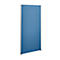 Blue partition system, upright, on white background. Silver frame, blue surface.