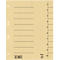 Yellow separator sheet with black lines and numbering from 1 to 10. Brand: bene.