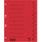 Red divider with black lines and numbers. Three holes on the left, number row on the right.