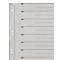 Grey index sheet with black lines and perforation.