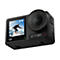 DJI Action 4 Kamera in Schwarz mit aktivem Display, das einen Surfer zeigt.