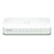 Weißer D-Link Switch, GO-SW-8E, mit grünen LEDs, vor weißem Hintergrund.