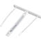 A white lever clip for folders, with elongated arms and holes.
