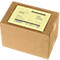 A cardboard box with a yellow invoice sticker.