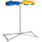 Doppel-Abfallsammler VAR INDUSTRY Standard, je 120 l, Stahl, KS-Deckel, blau/gelb