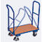 Doppel-Klappbügelwagen, Stahl/MDF-Platte, Enzianblau/Buche-Dekor, L 720 x B 450 mm, klappbare mit Querstrebe, TPE-Rollen mit EasySTOP, bis 150 kg