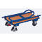 Doppel-Klappbügelwagen, Stahl/MDF-Platte, Enzianblau/Buche-Dekor, L 720 x B 450 mm, klappbare mit Querstrebe, TPE-Rollen mit EasySTOP, bis 150 kg