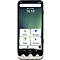 Smartphone, Startbildschirm mit Uhrzeit und App-Icons, darunter Telefon und Google Play Store.