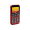 Rotes Mobiltelefon mit Tasten und Display, Uhrzeit 16:10, Datum 15.09.2024. Marke: Doro.