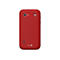 Rotes Mobiltelefon, Kamera und Wifi-Symbol, darunter das doro-Logo. Mit Textur