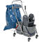 Double chariot de nettoyage avec armature chromée, 2 seaux de 17 litres, presse, support sac poubelle