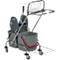 Double chariot de nettoyage avec armature chromée, 2 seaux de 17 litres, presse, support sac poubelle