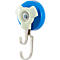 Magnetic hook with blue magnet, white handle and double metal hooks.