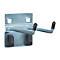 Metal wall-mounted hook with two hooks and black rubber cover.