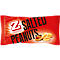 Red snack packaging with the inscription 'ZWEIFEL SALTED PEANUTS'. Roasted peanuts, in shell and without, are in front of it.